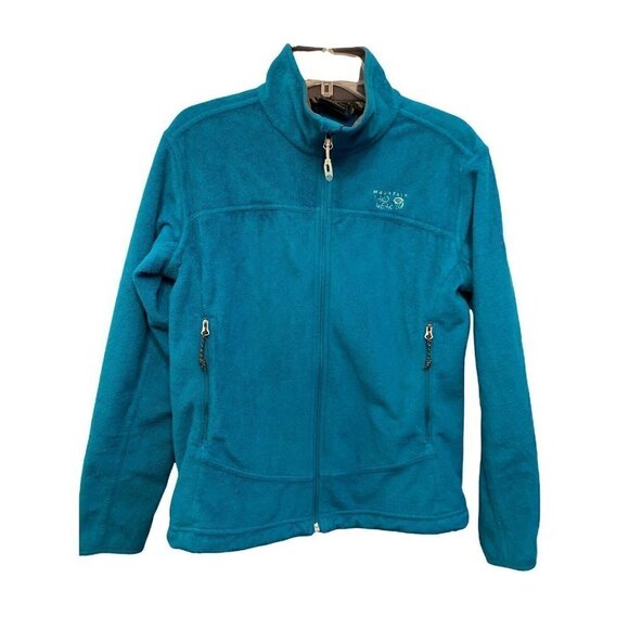 Mountain Hardwear Womens Sz Medium Fleece Jacket Zip Pockets Turquoise Blue‎ - Picture 1 of 5